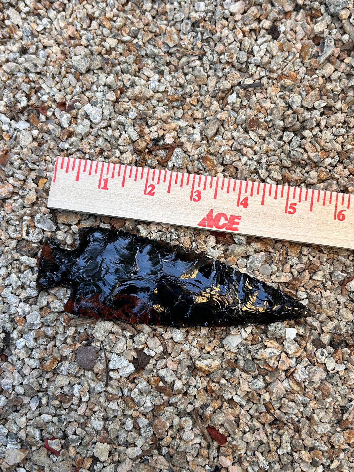 Black and Mahogany Obsidian Spearhead
