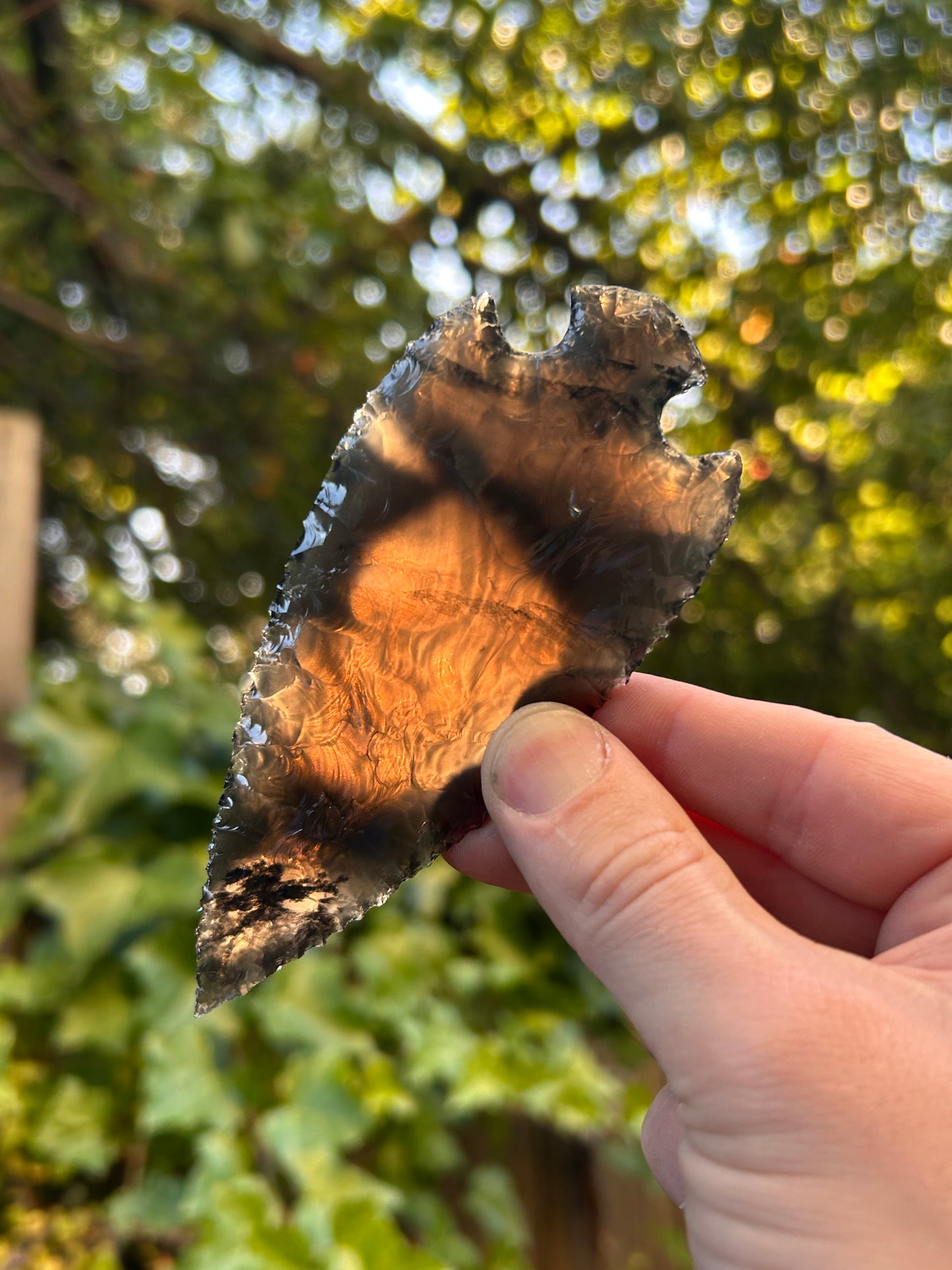 Black Translucent Obsidian Spearhead