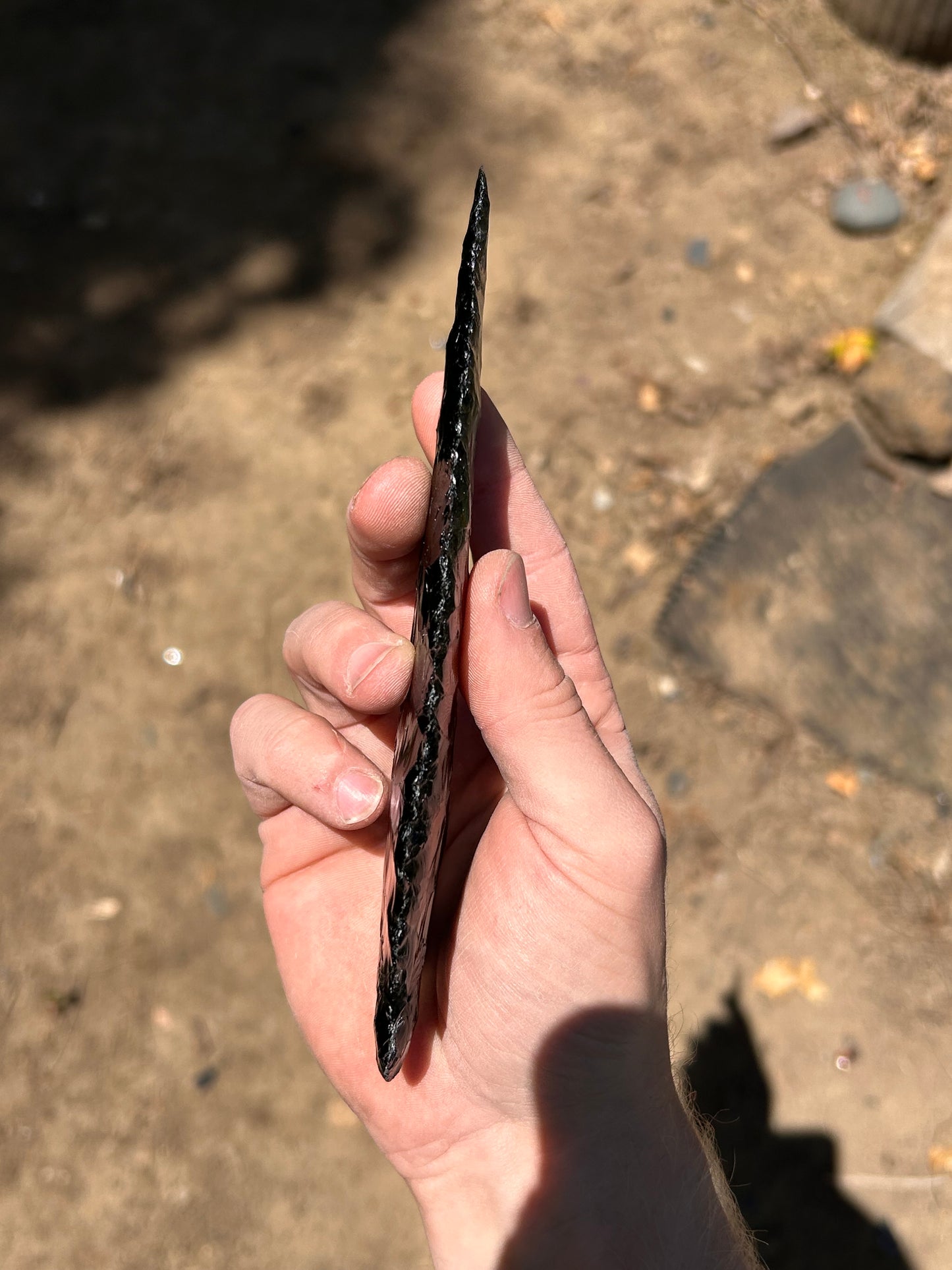 Black Obsidian Serrated Spearhead
