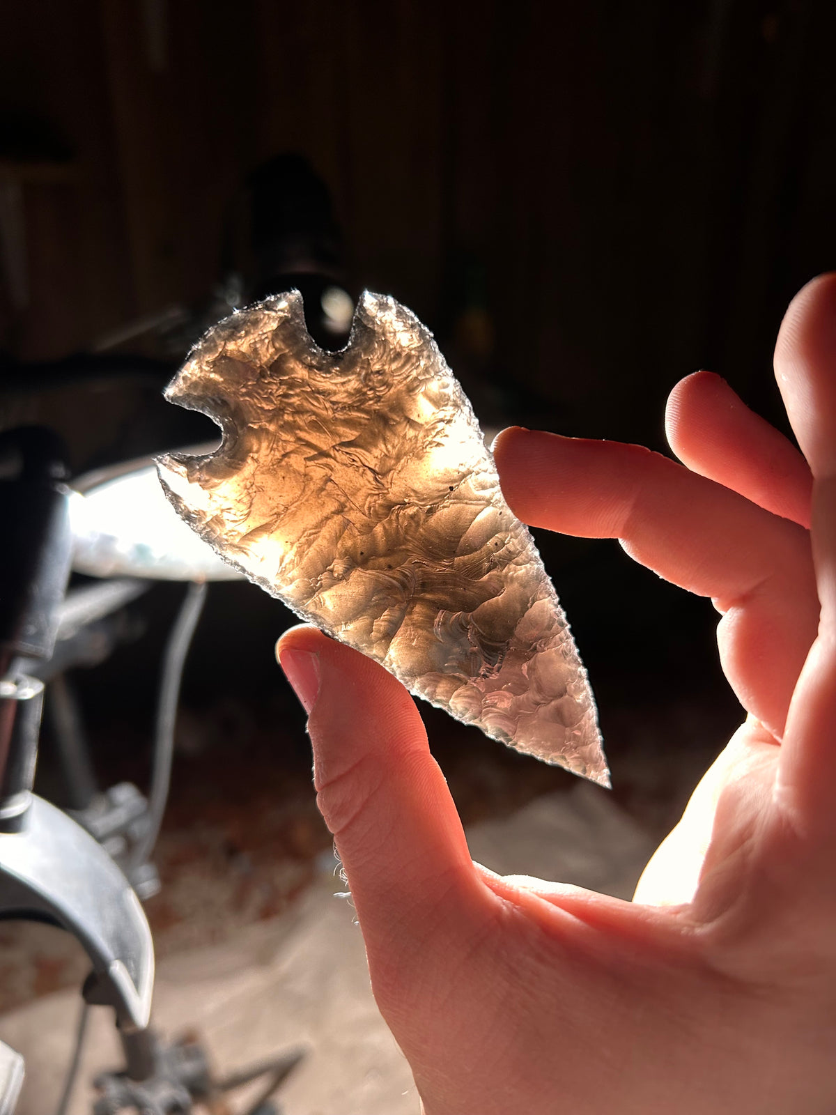 Amber Black Obsidian Spearhead