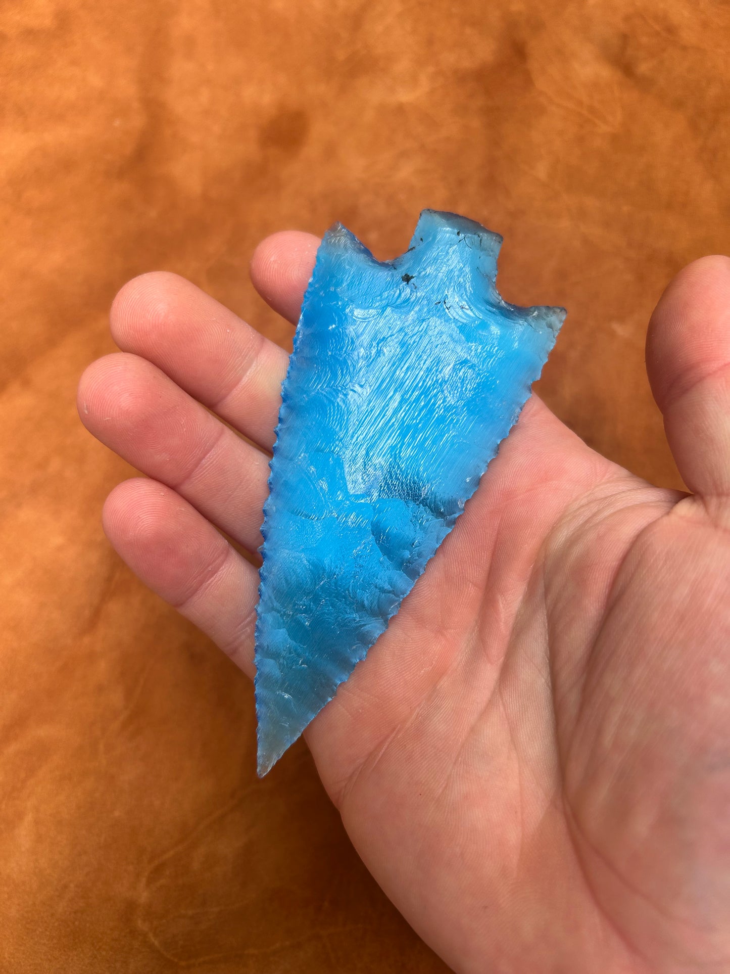 Blue Catseye Glass Spearhead