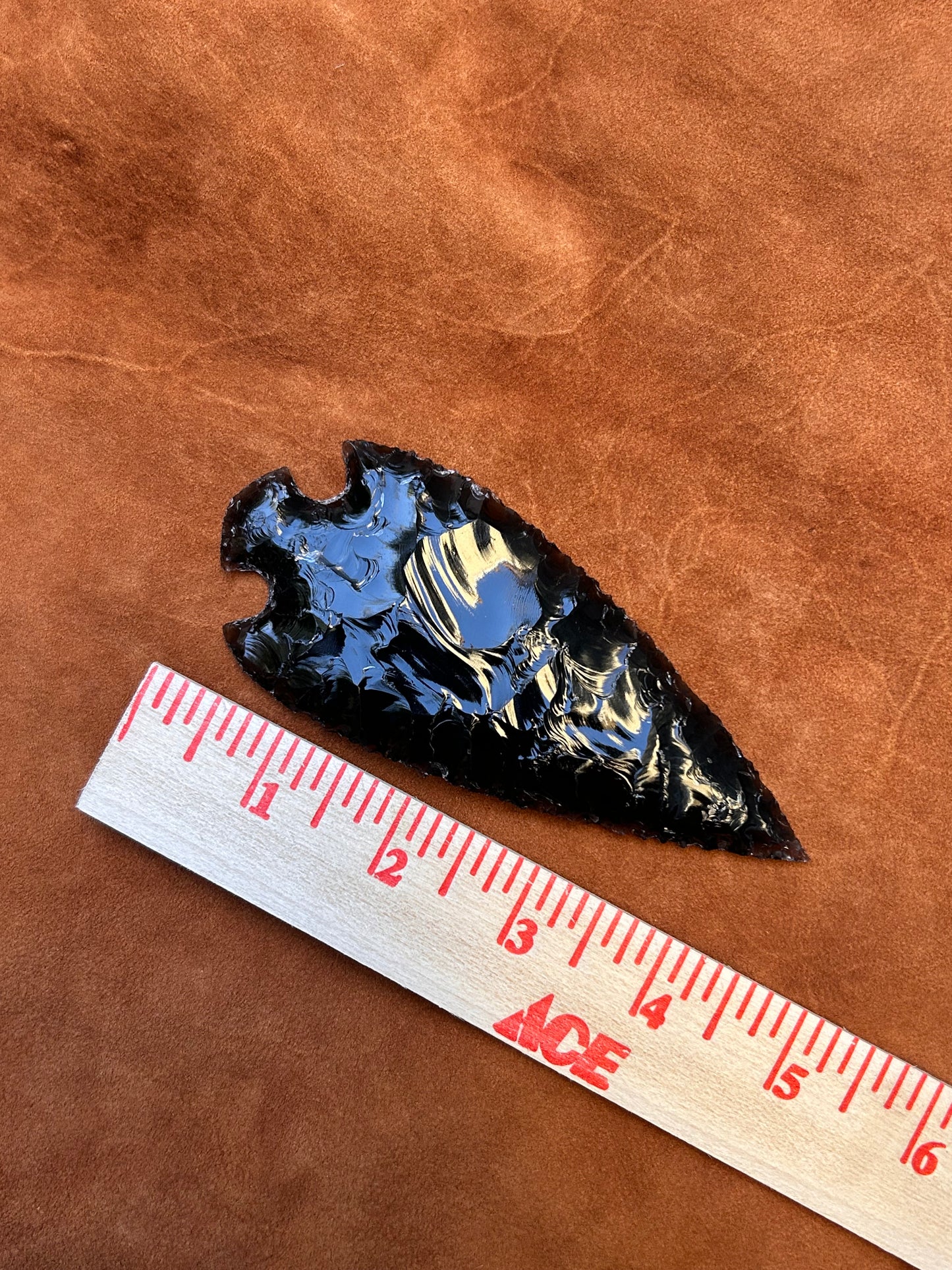 Black Translucent Obsidian Spearhead
