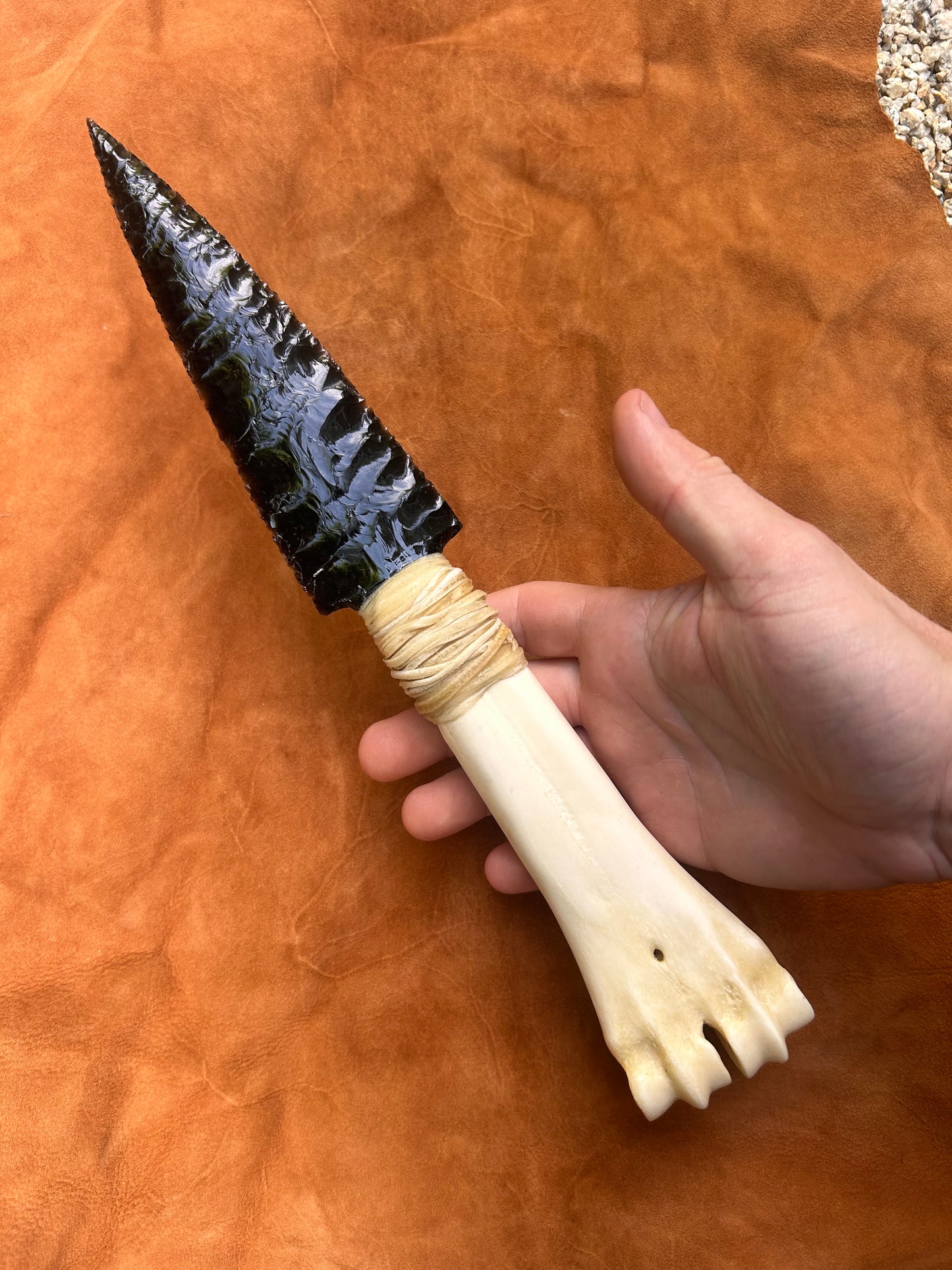 Black Obsidian Dagger with Cowbone Handle