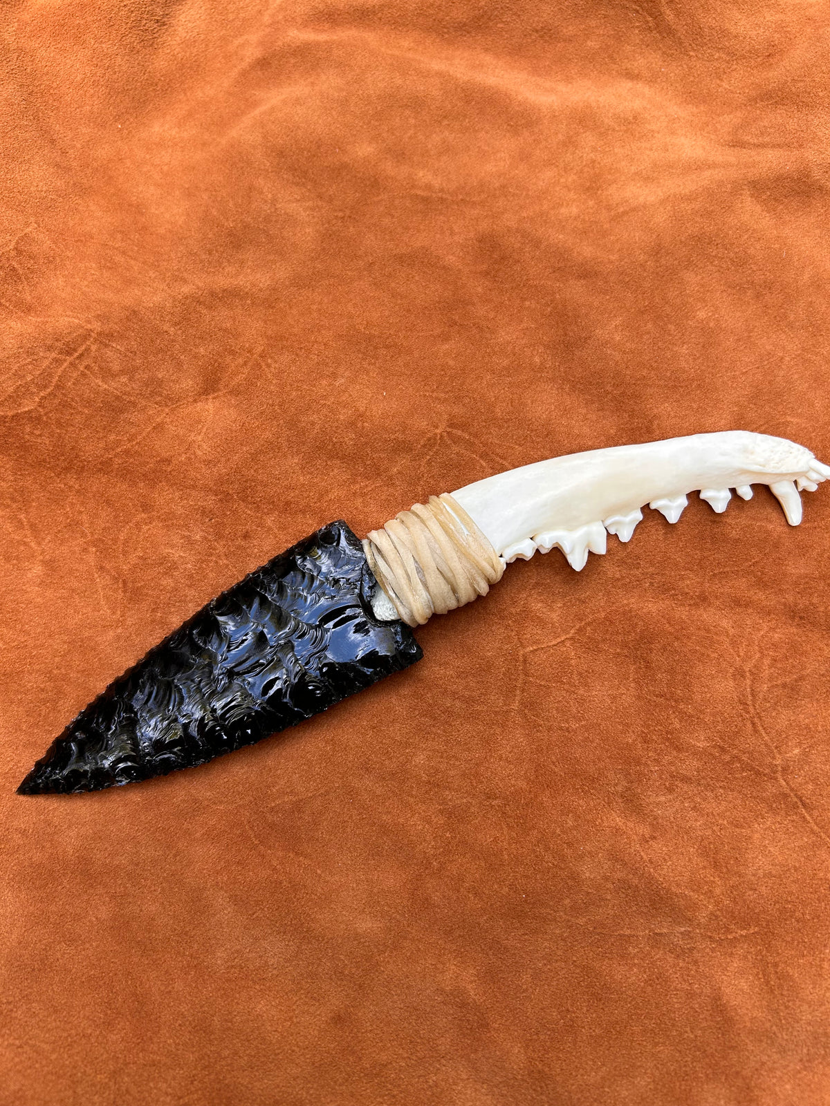 Bone Mandible Obsidian knife