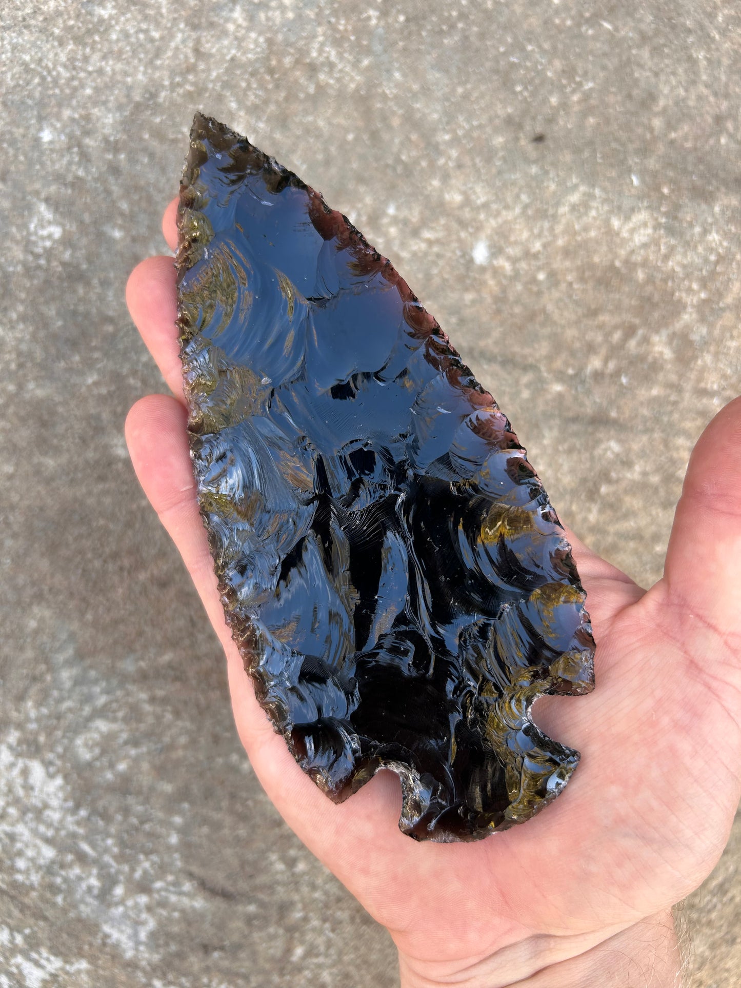 Large Translucent Obsidian Spearhead