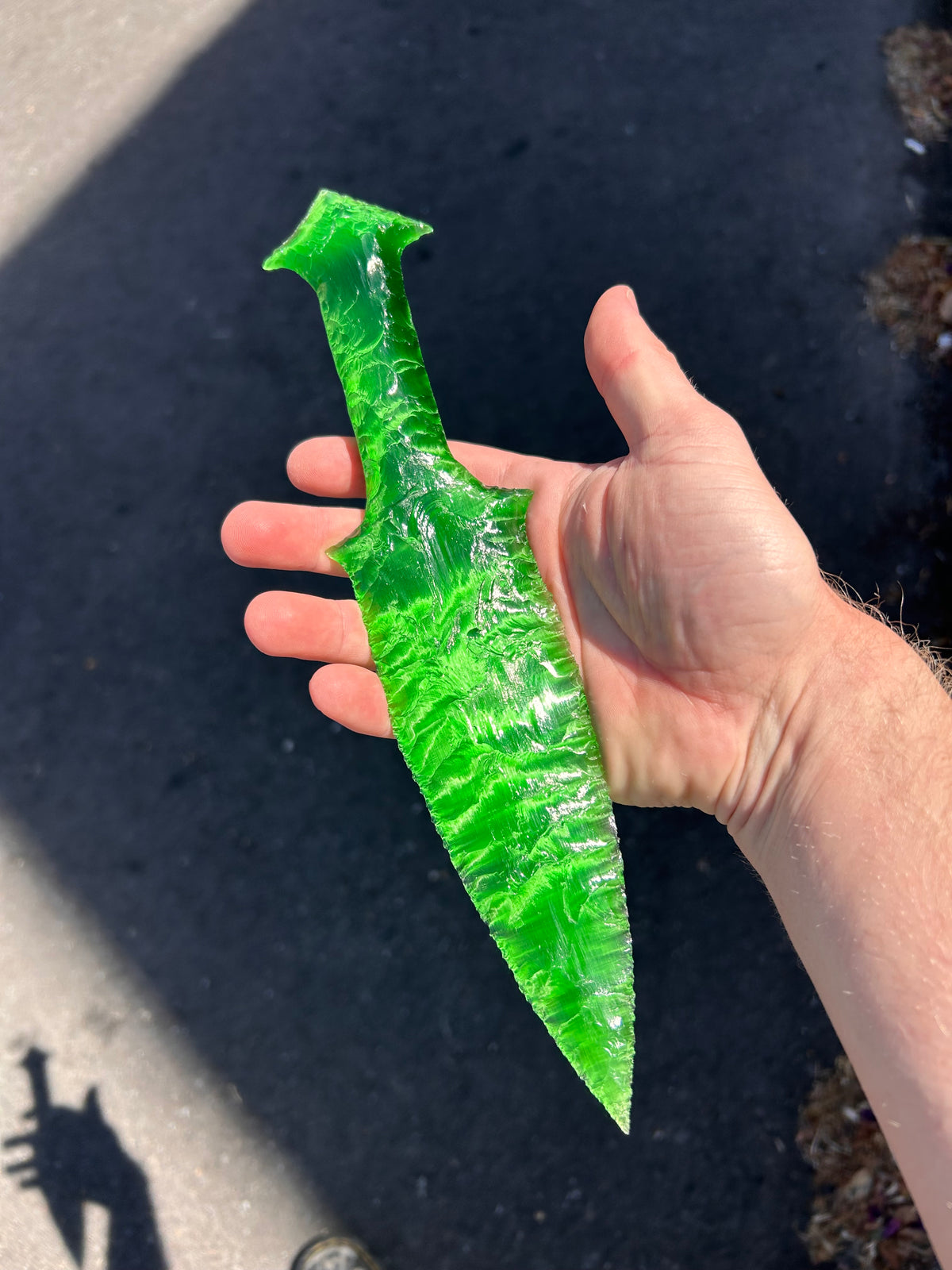 Beautiful Emerald Catseye Glass Dagger