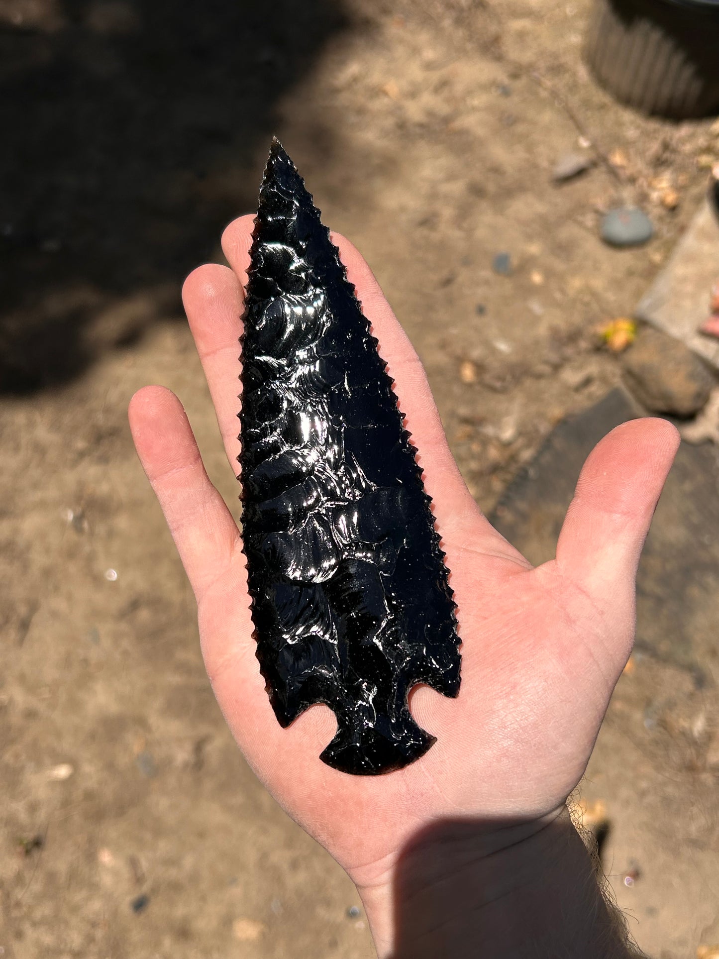 Black Obsidian Serrated Spearhead