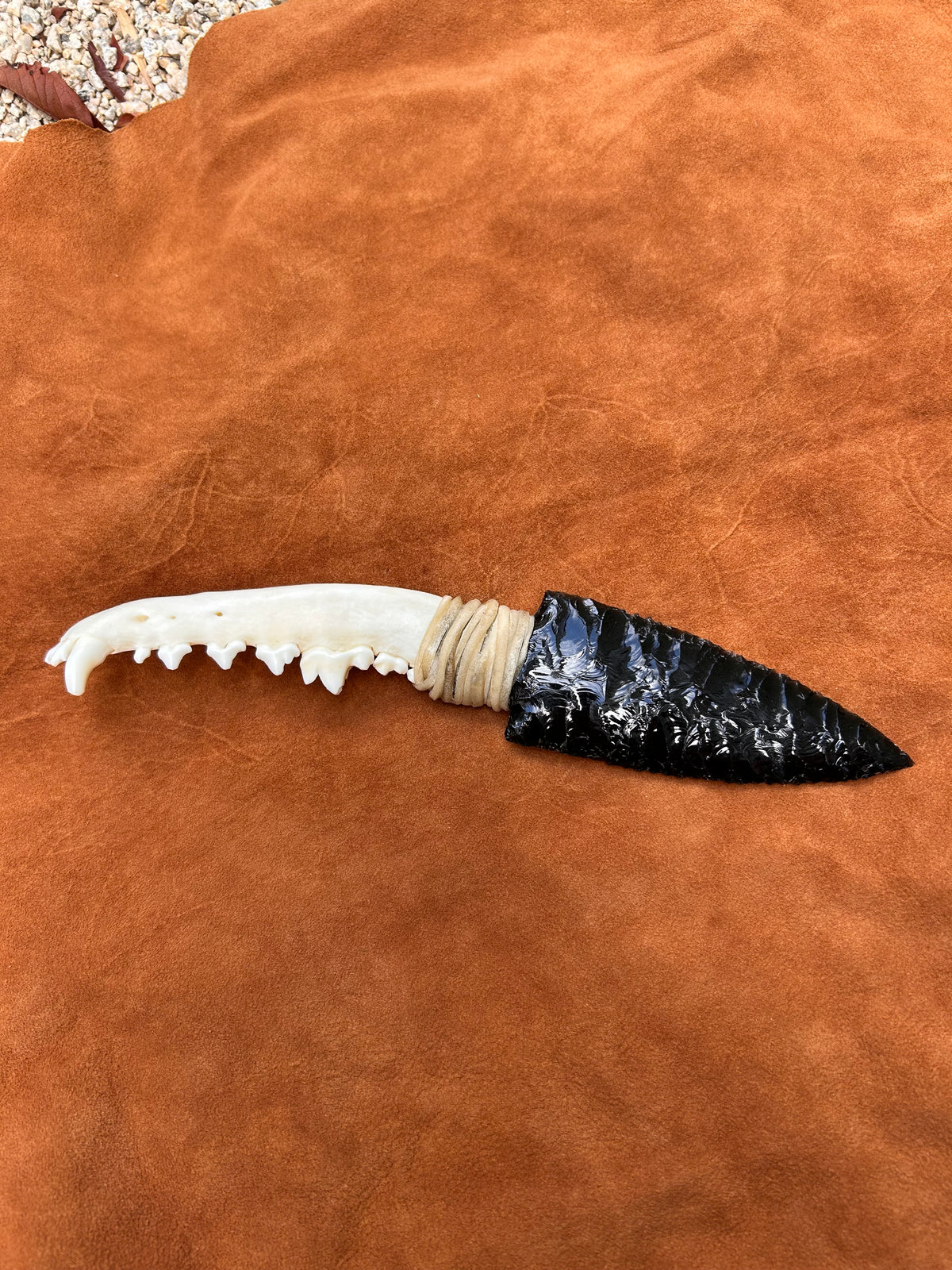 Bone Mandible Obsidian knife