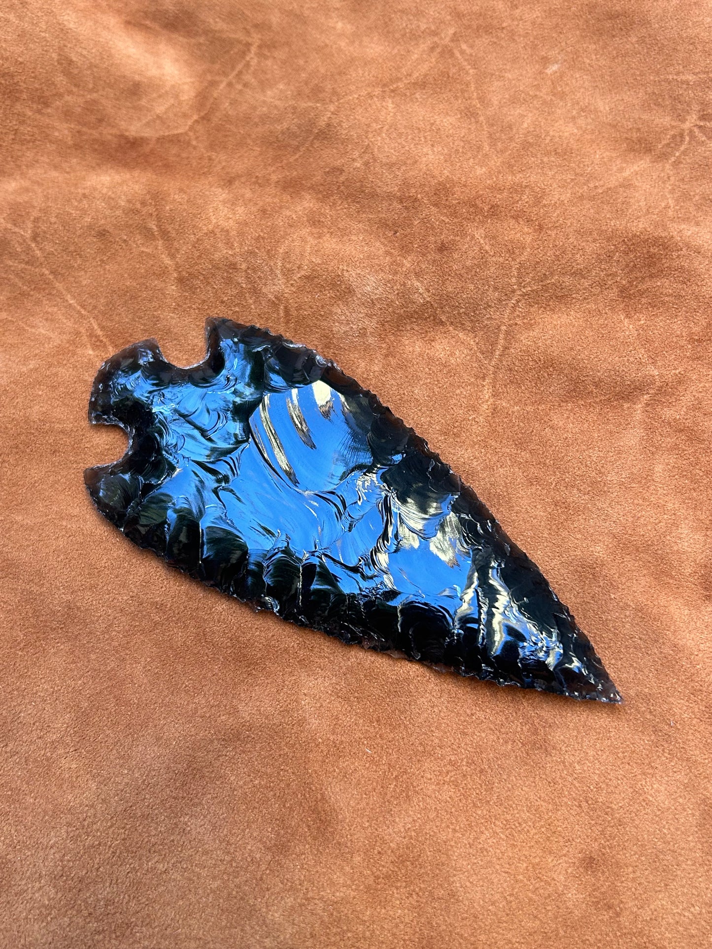 Black Translucent Obsidian Spearhead