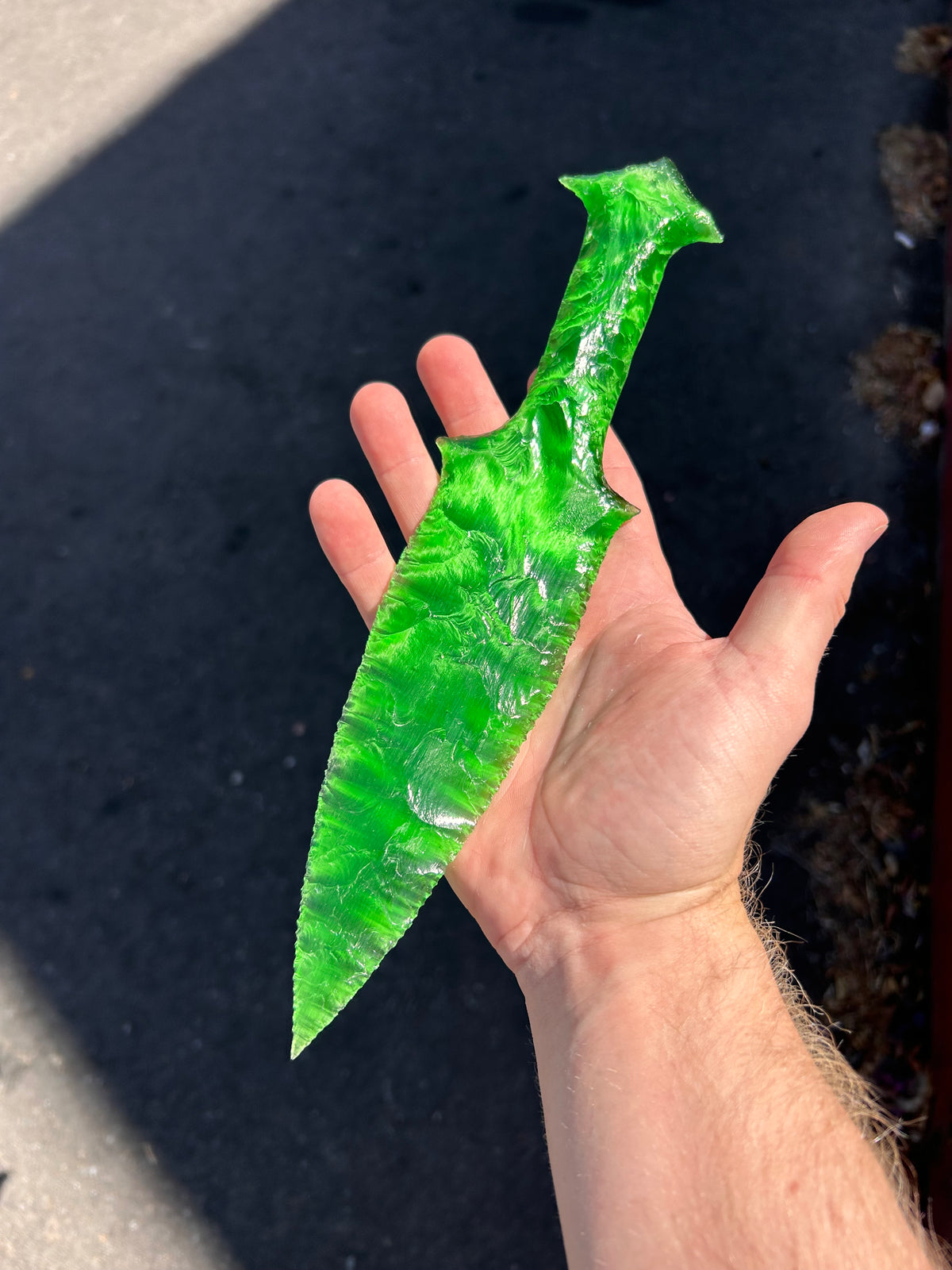 Beautiful Emerald Catseye Glass Dagger