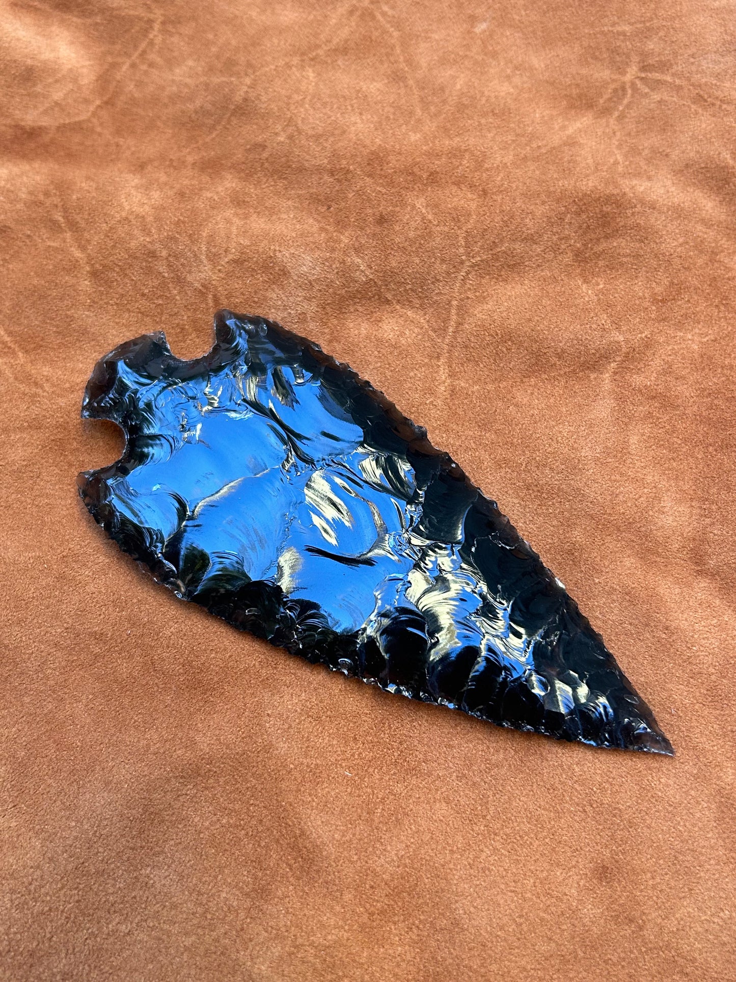 Black Translucent Obsidian Spearhead