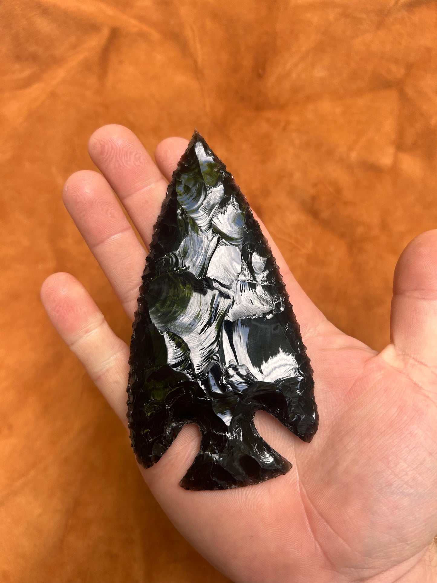 Black Obsidian Corner Notch Spearhead