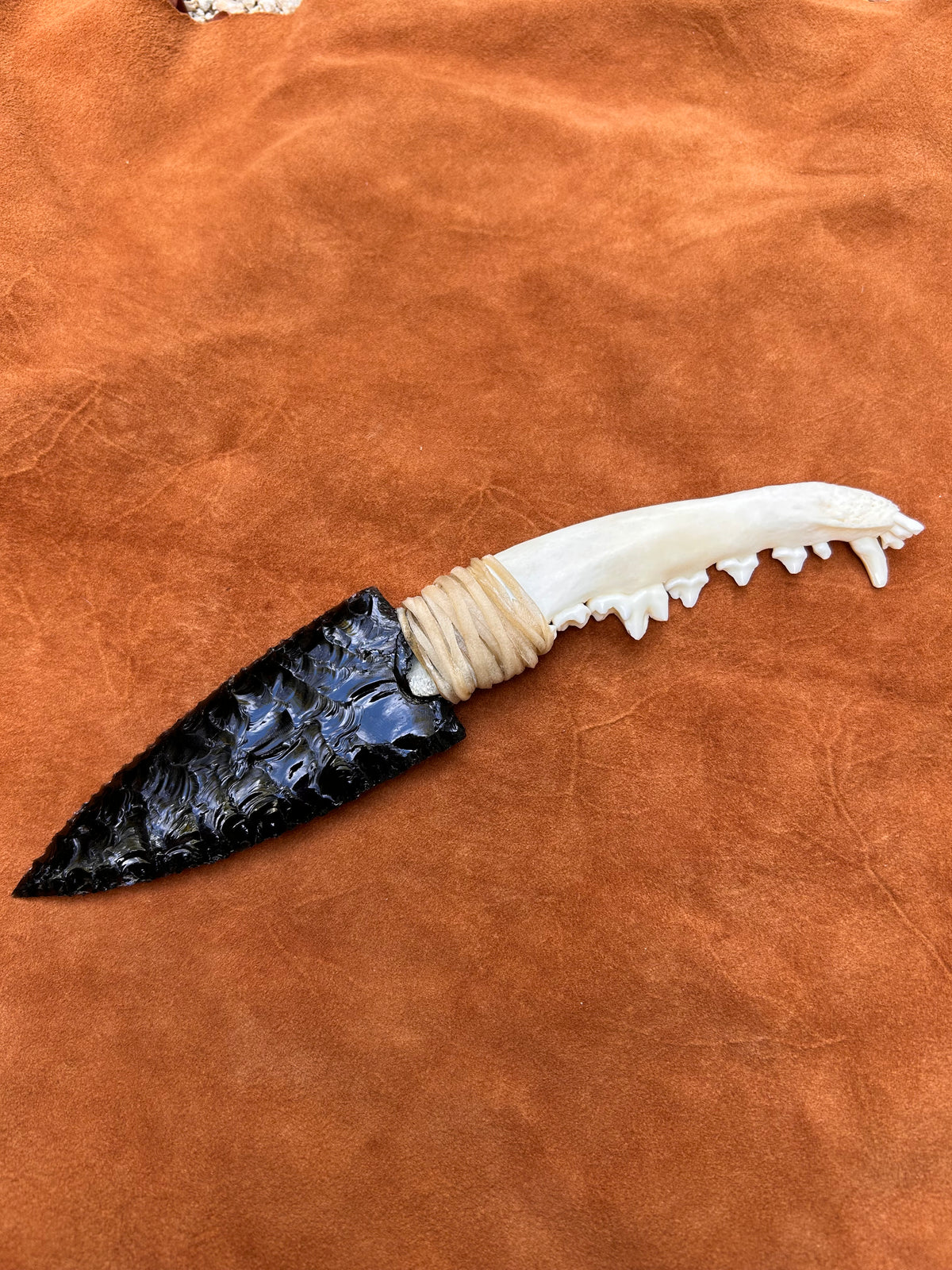 Bone Mandible Obsidian knife