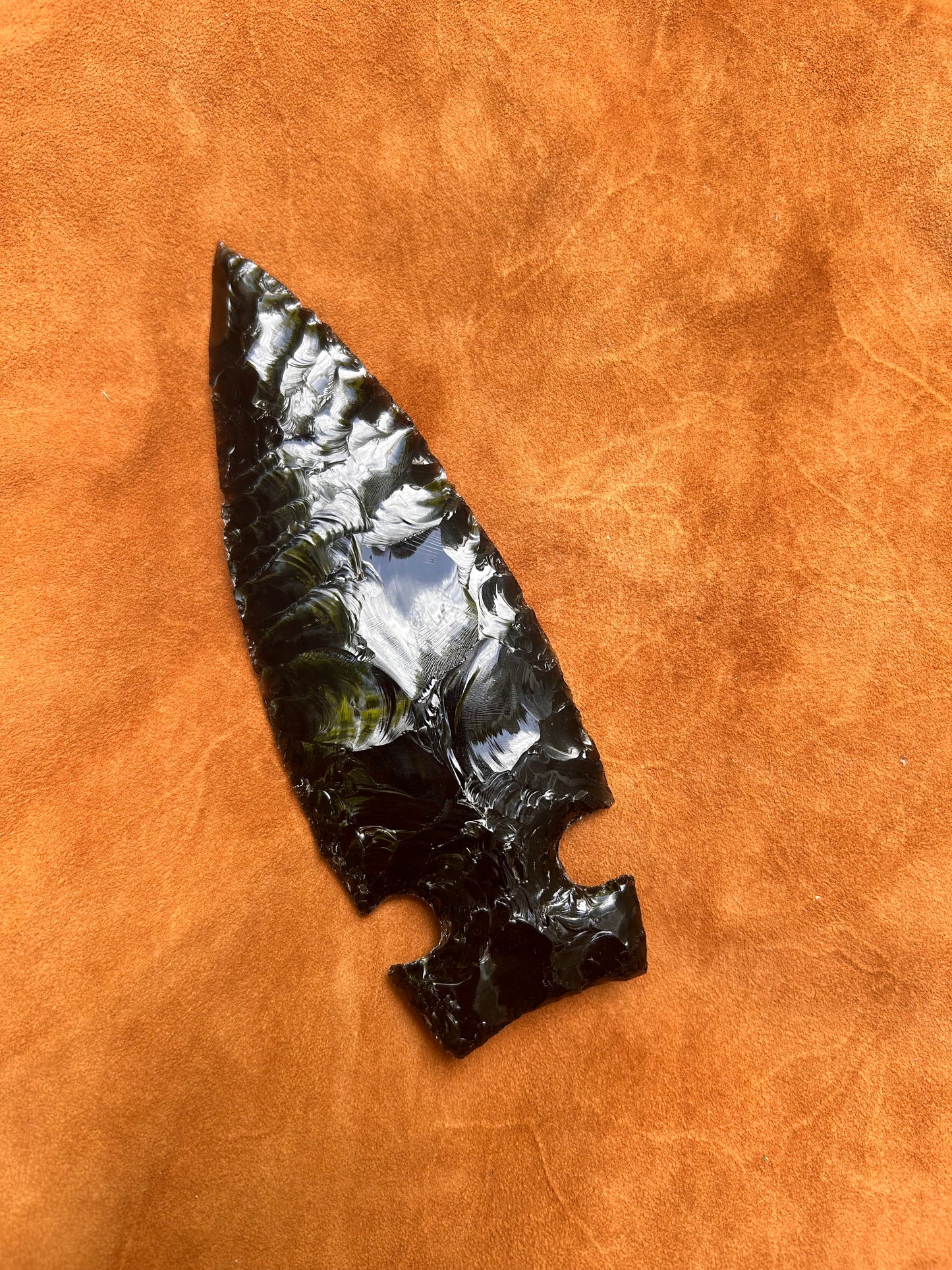 Black Obsidian Side Notch Spearhead