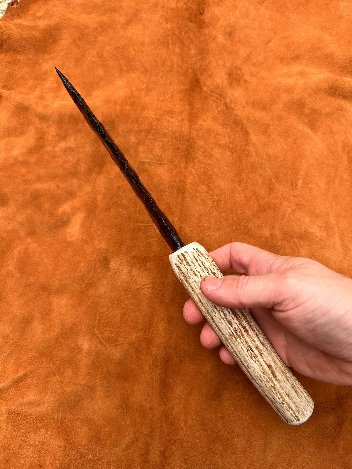 Antler Handle Black Obsidian Knife
