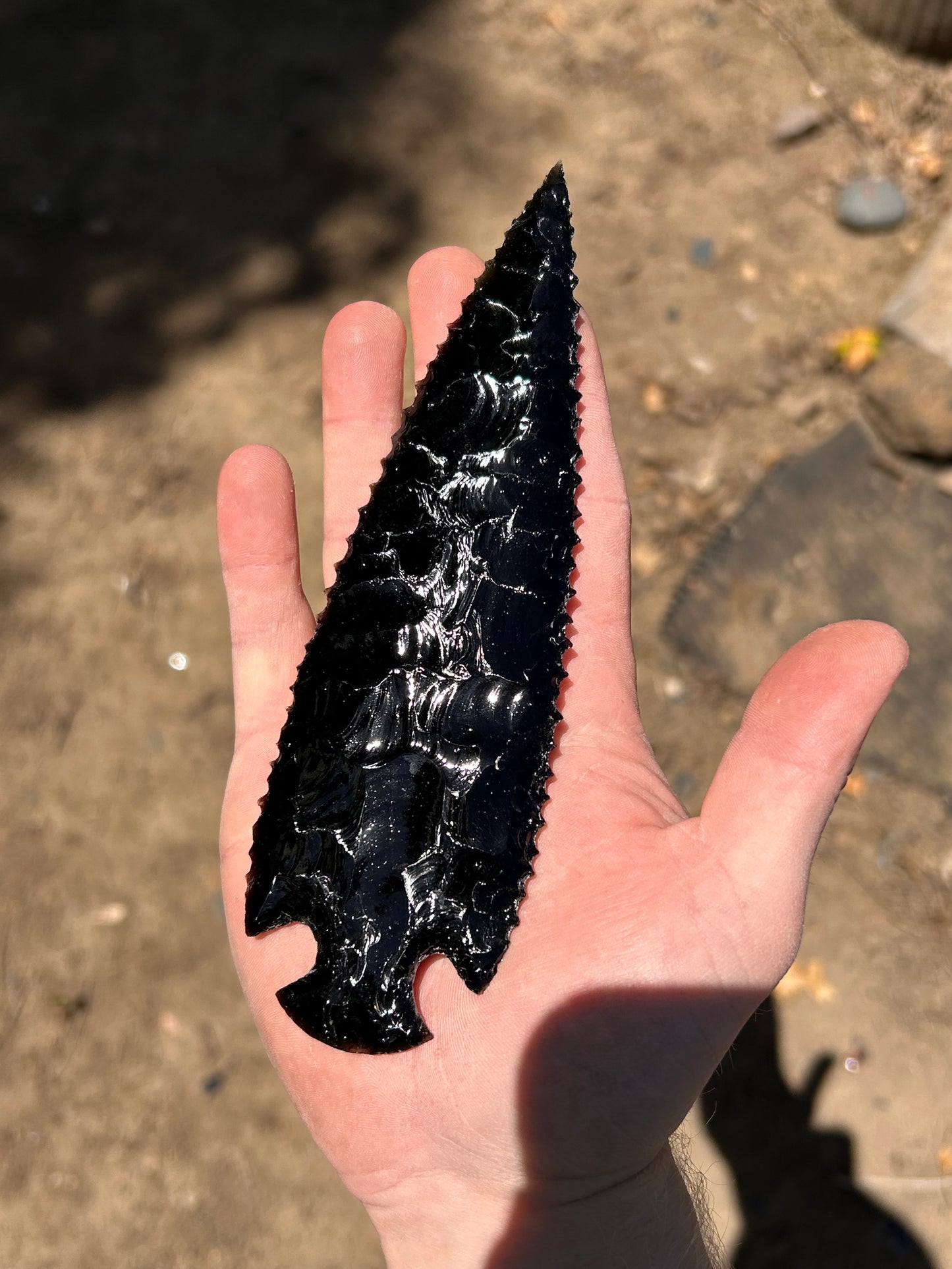Black Obsidian Serrated Spearhead