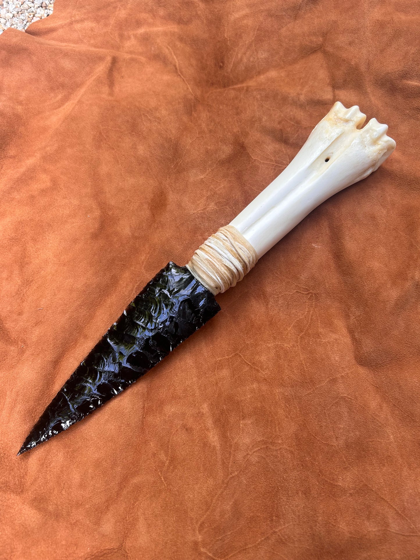 Black Obsidian Dagger with Cowbone Handle