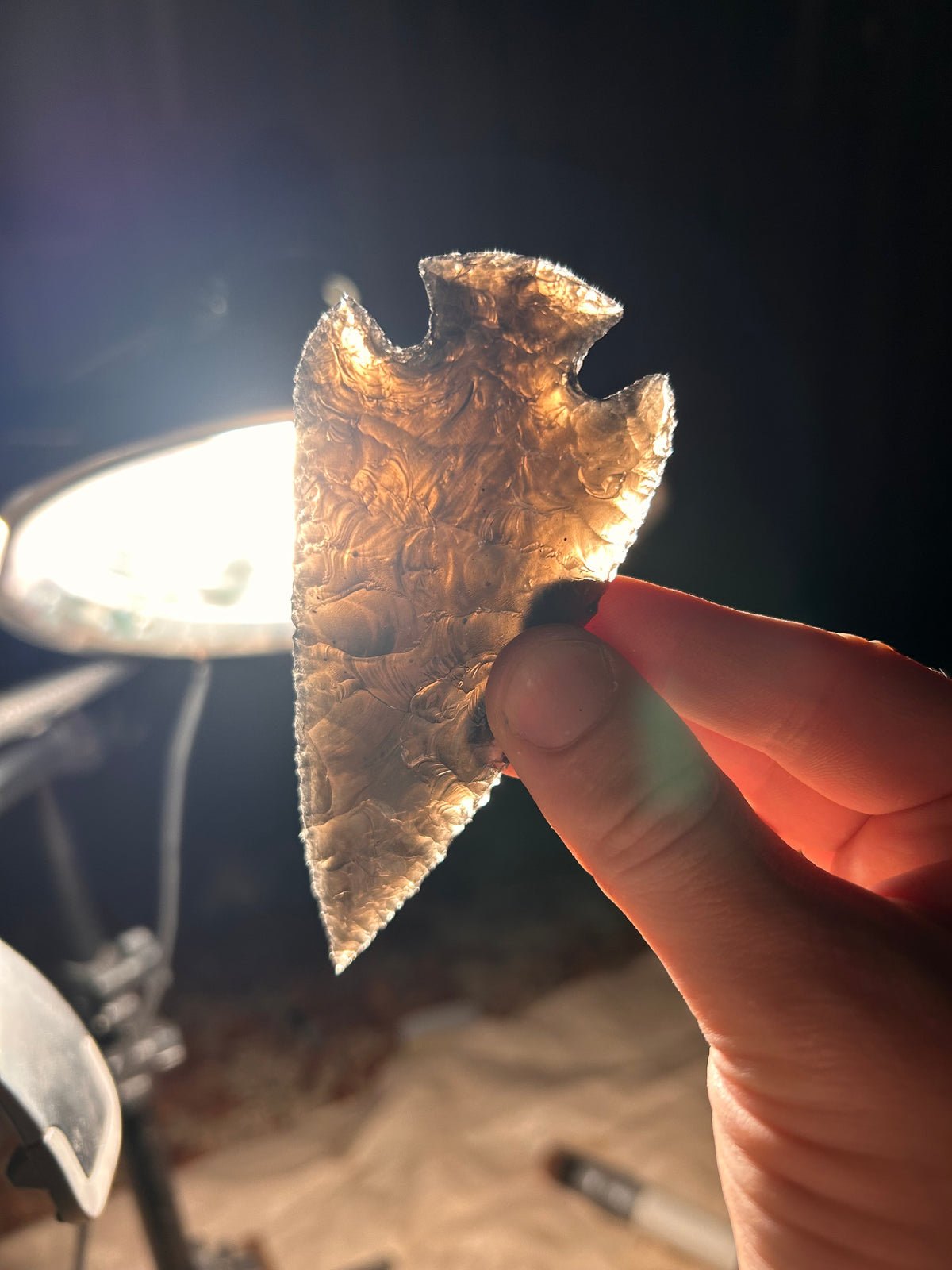 Amber Black Obsidian Spearhead