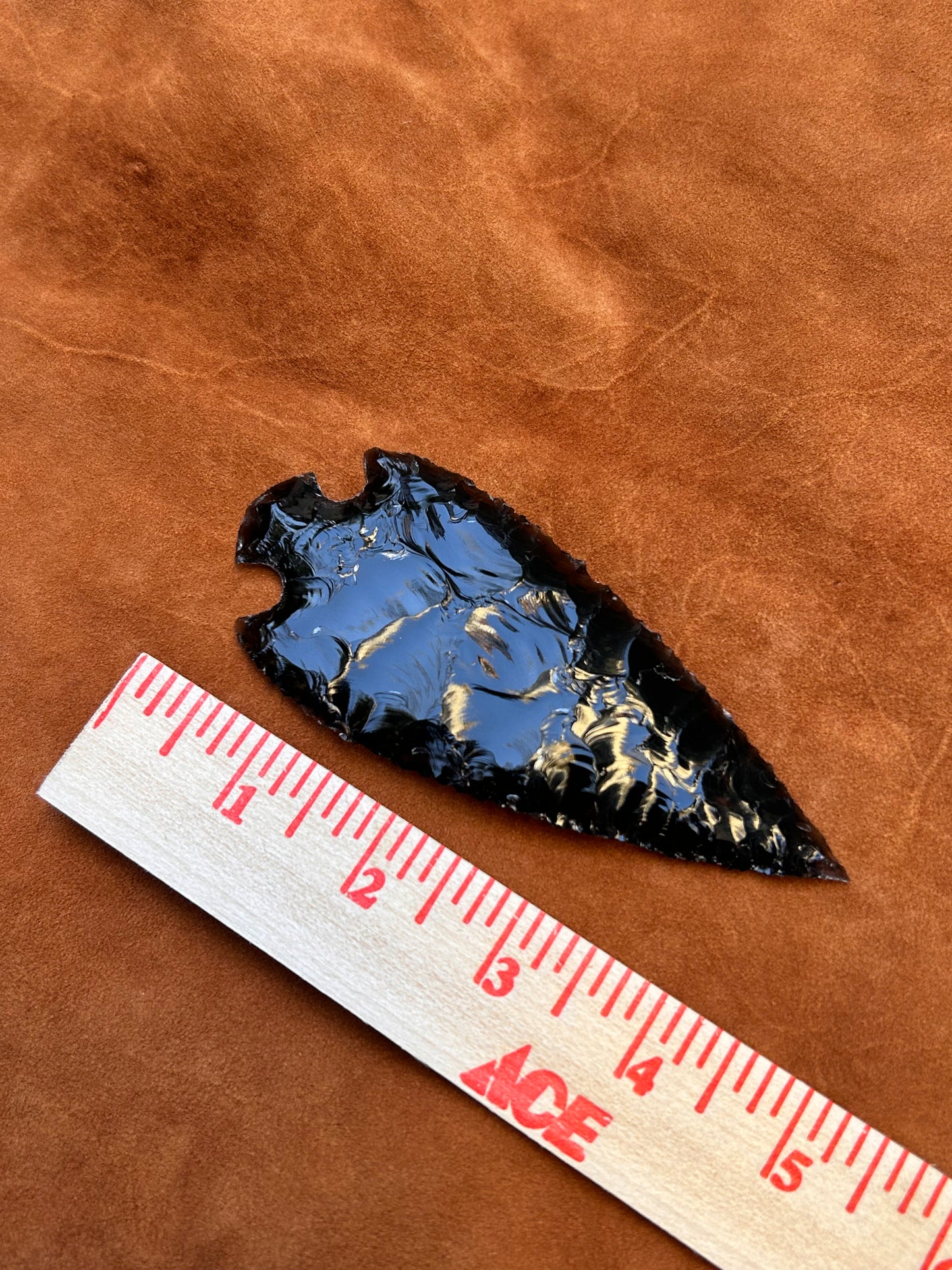 Black Translucent Obsidian Spearhead