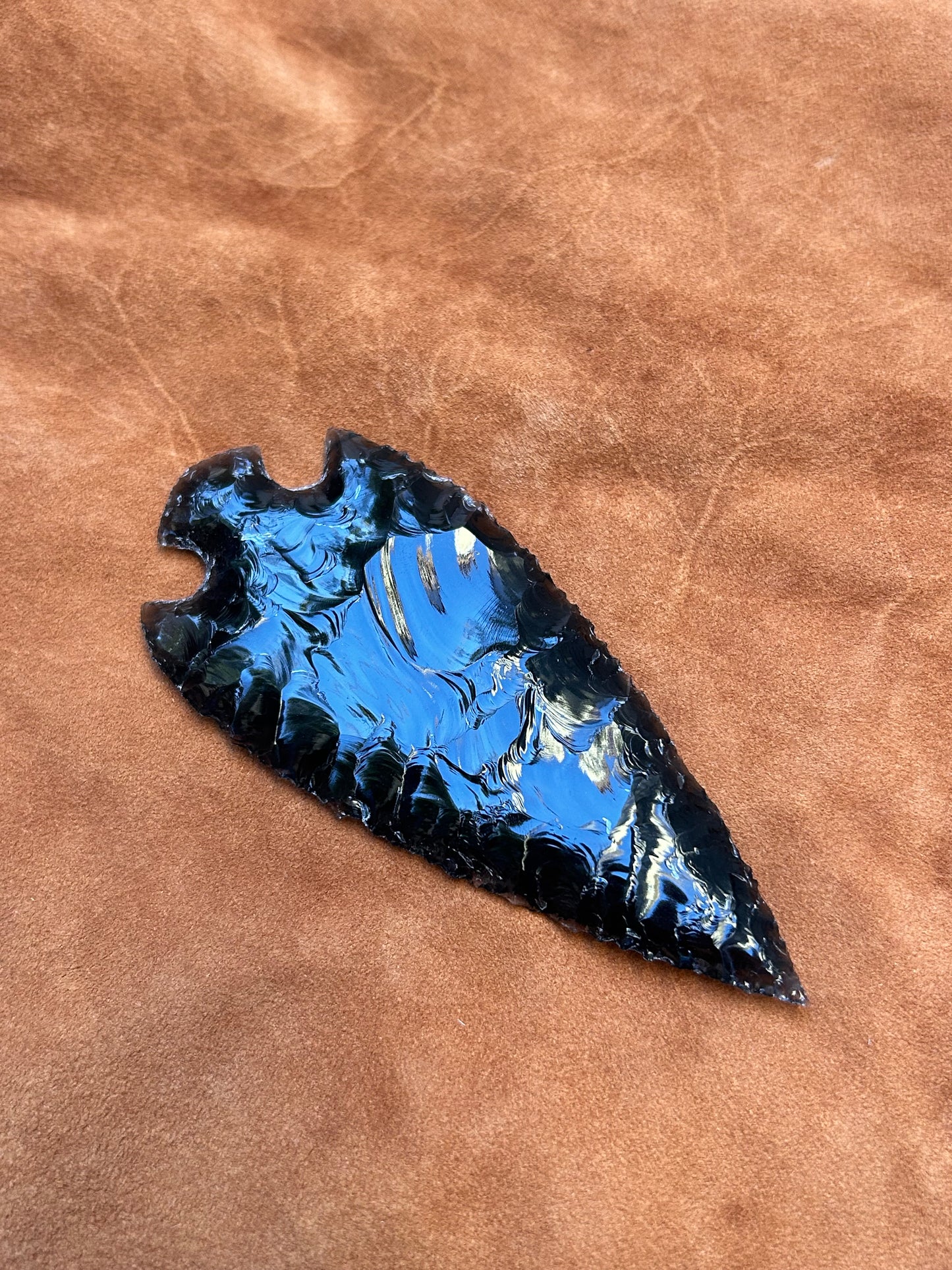 Black Translucent Obsidian Spearhead