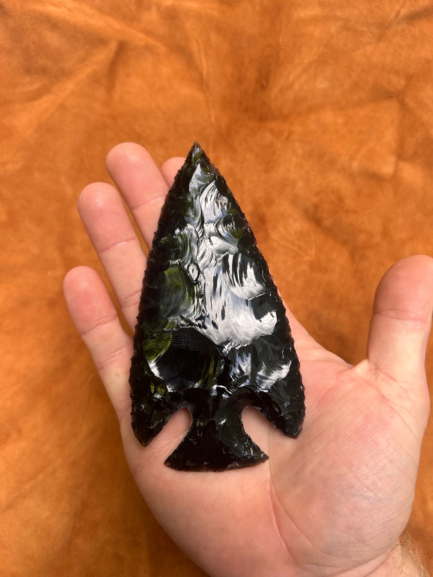 Black Obsidian Corner Notch Spearhead