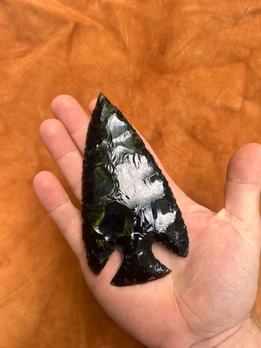 Black Obsidian Corner Notch Spearhead
