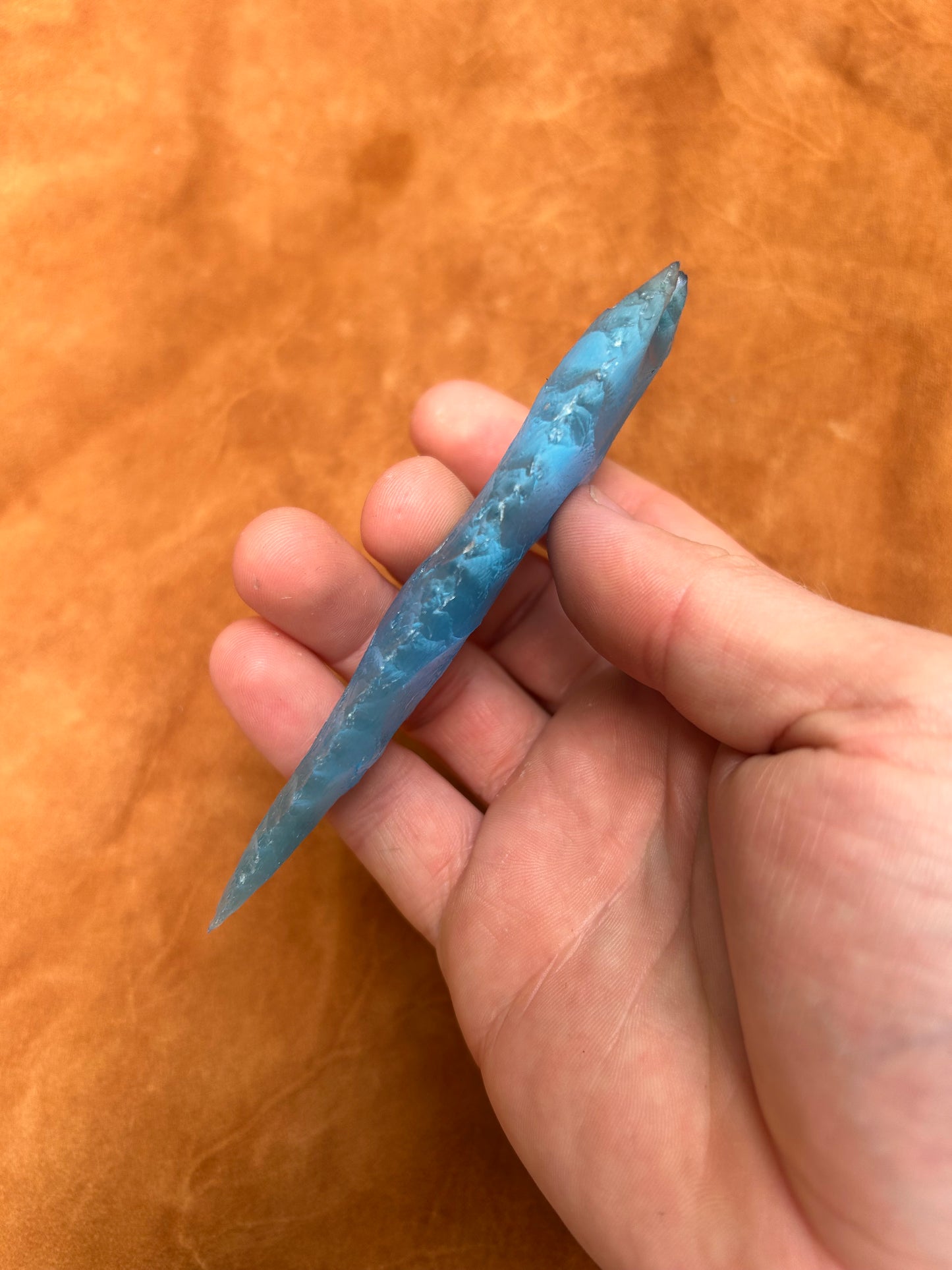 Blue Catseye Glass Spearhead