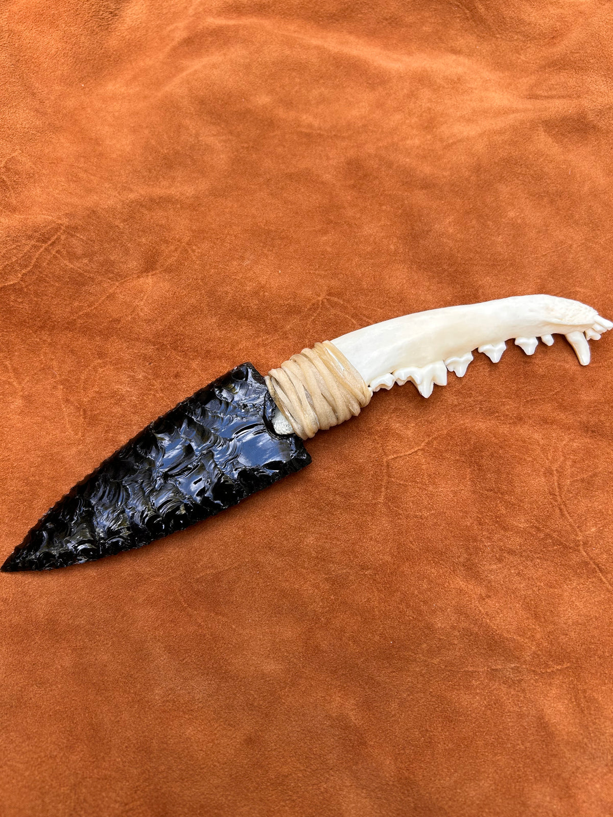 Bone Mandible Obsidian knife
