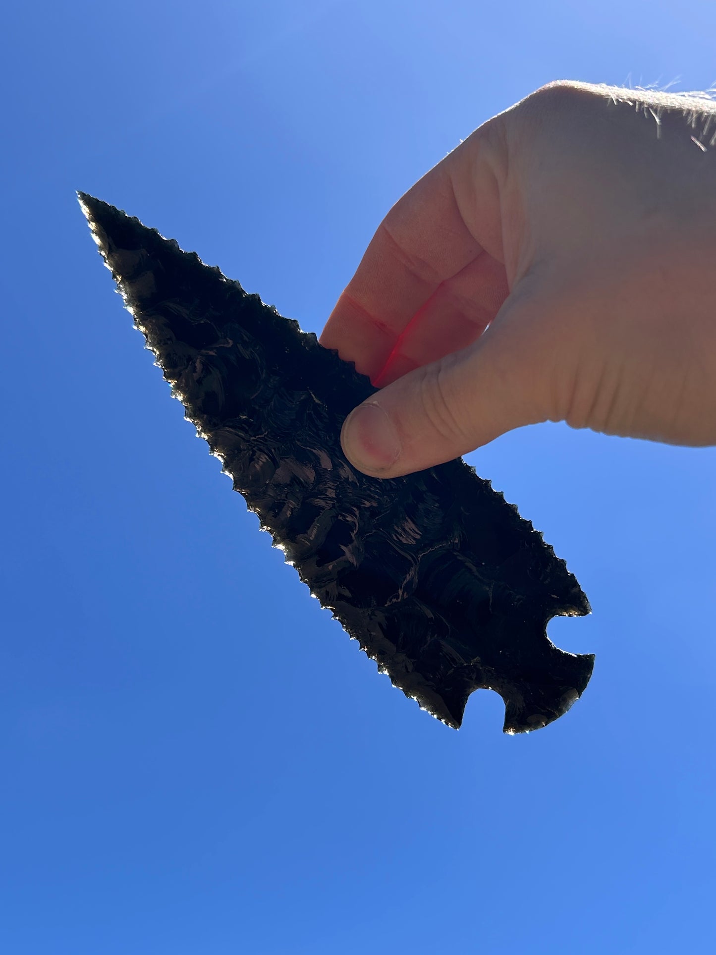 Black Obsidian Serrated Spearhead