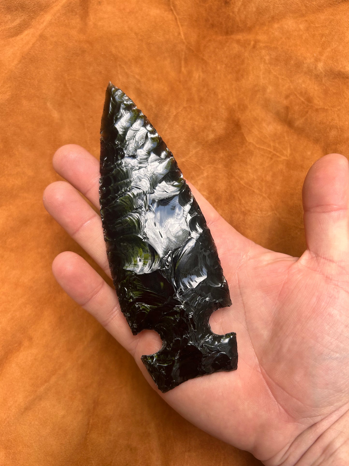Black Obsidian Side Notch Spearhead