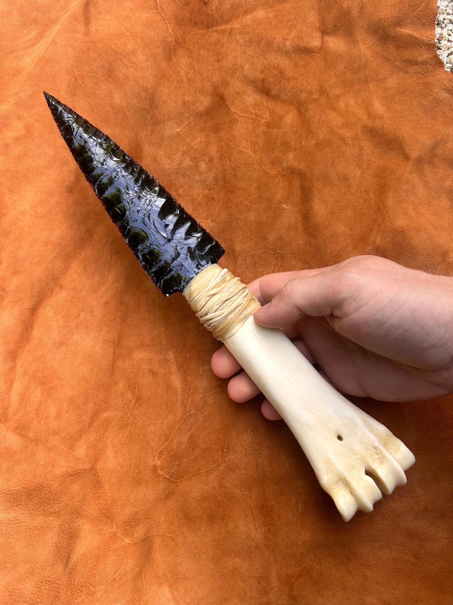 Black Obsidian Dagger with Cowbone Handle