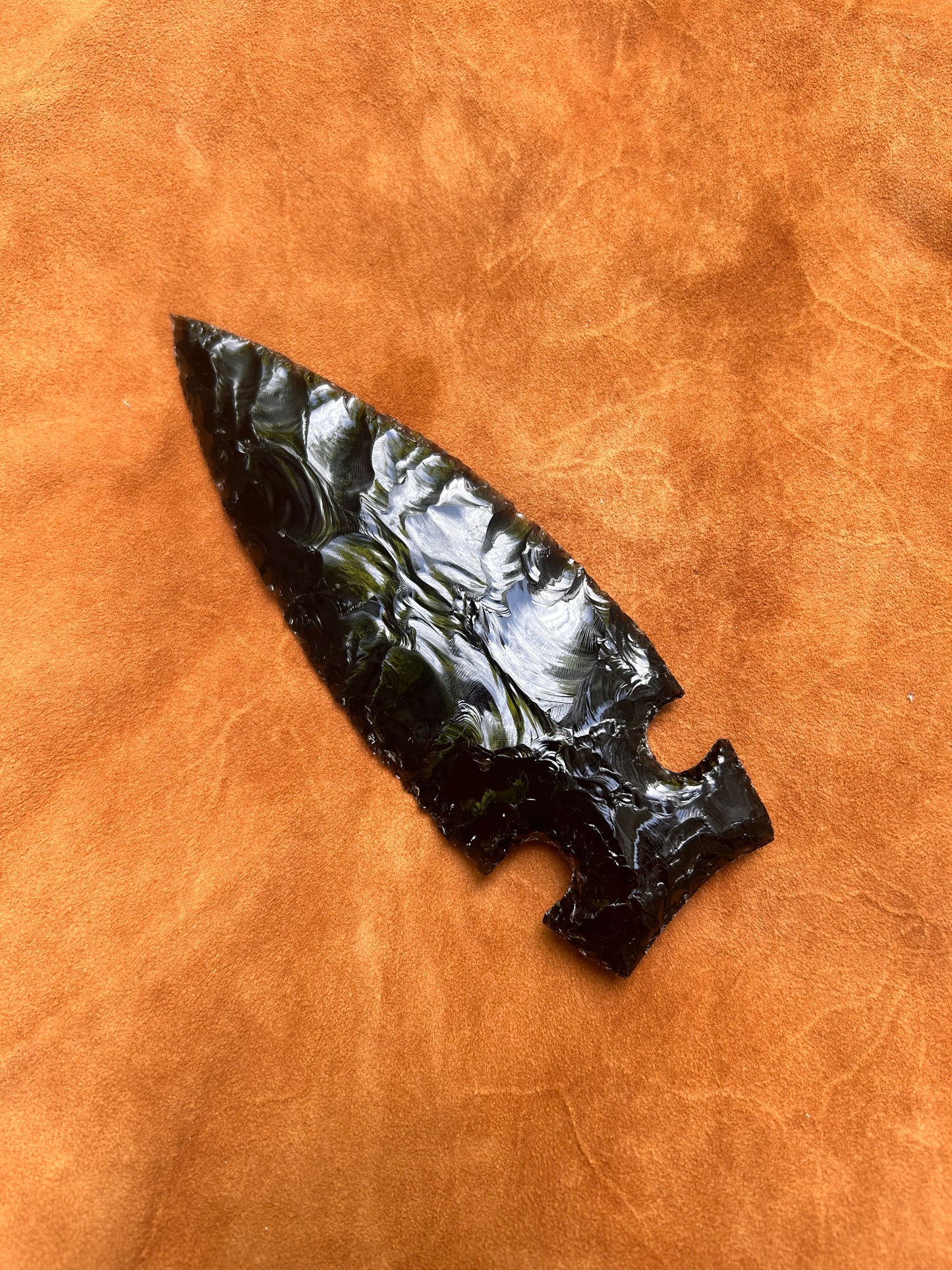 Black Obsidian Side Notch Spearhead