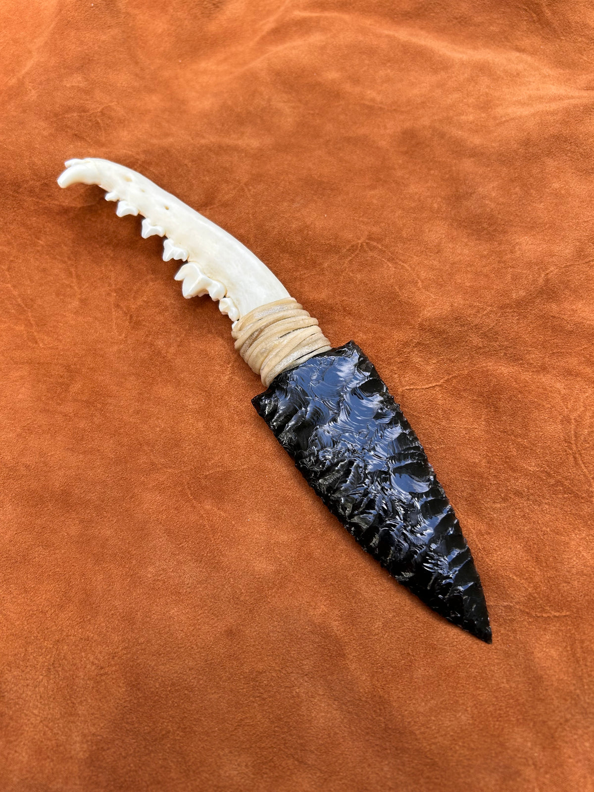 Bone Mandible Obsidian knife