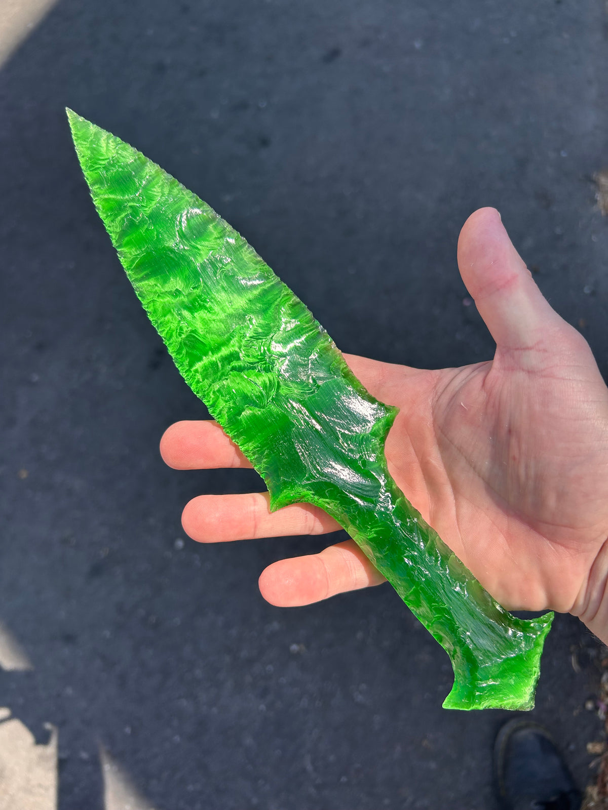 Beautiful Emerald Catseye Glass Dagger
