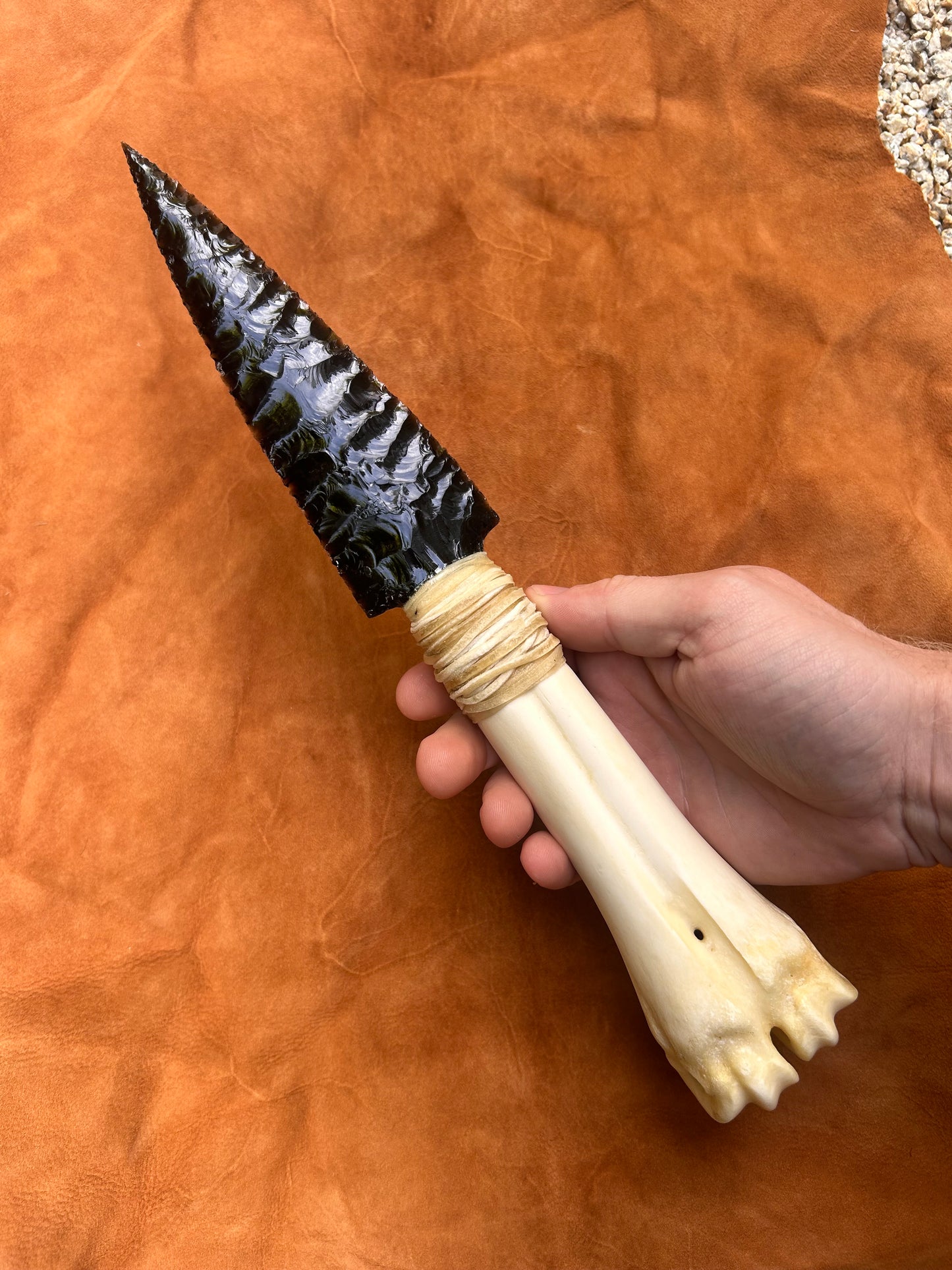 Black Obsidian Dagger with Cowbone Handle