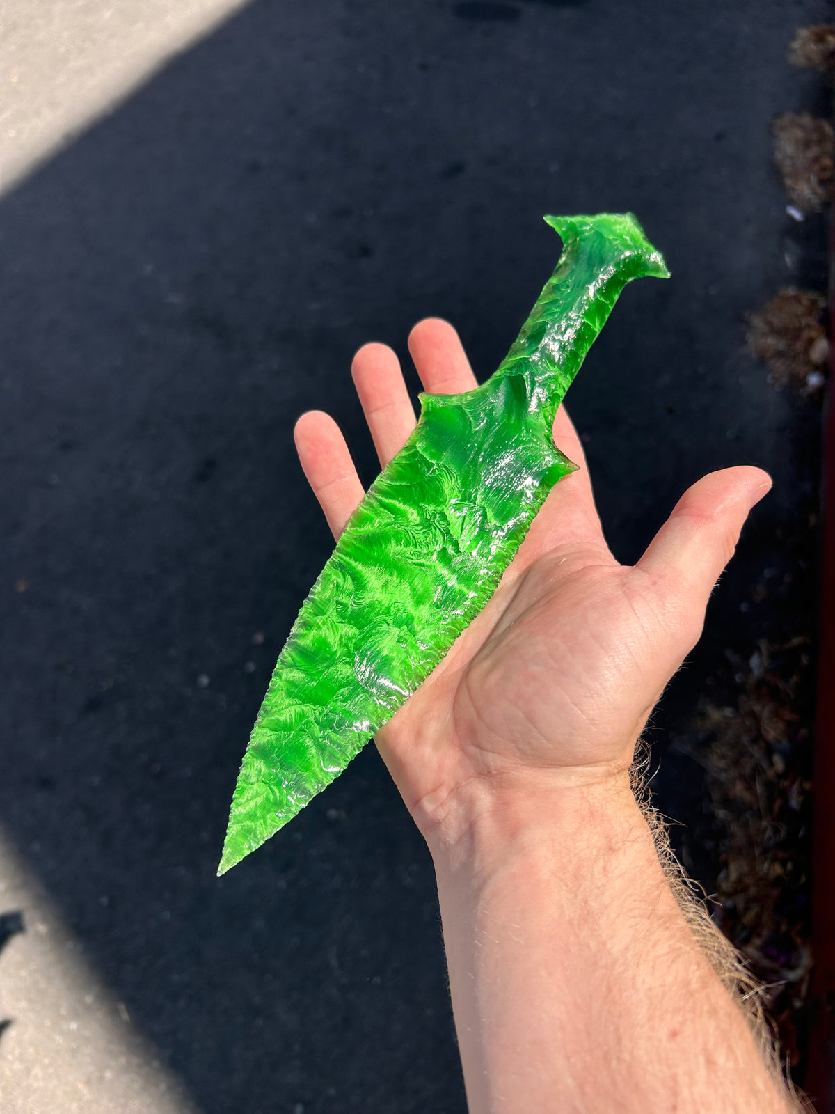 Beautiful Emerald Catseye Glass Dagger